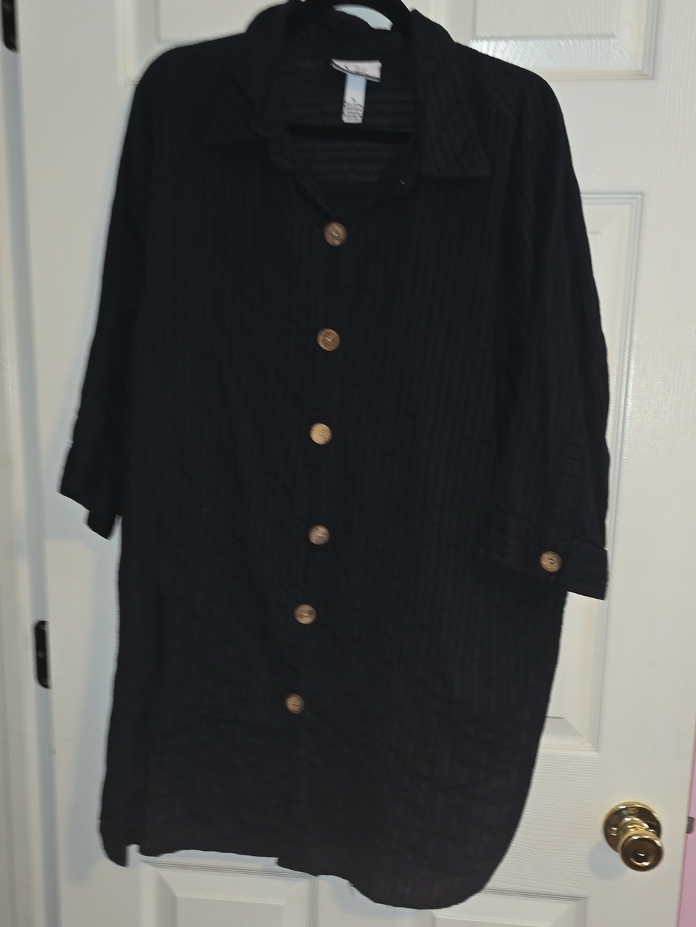 Women's‎ Black Button-Front Swim Coverup Tunic